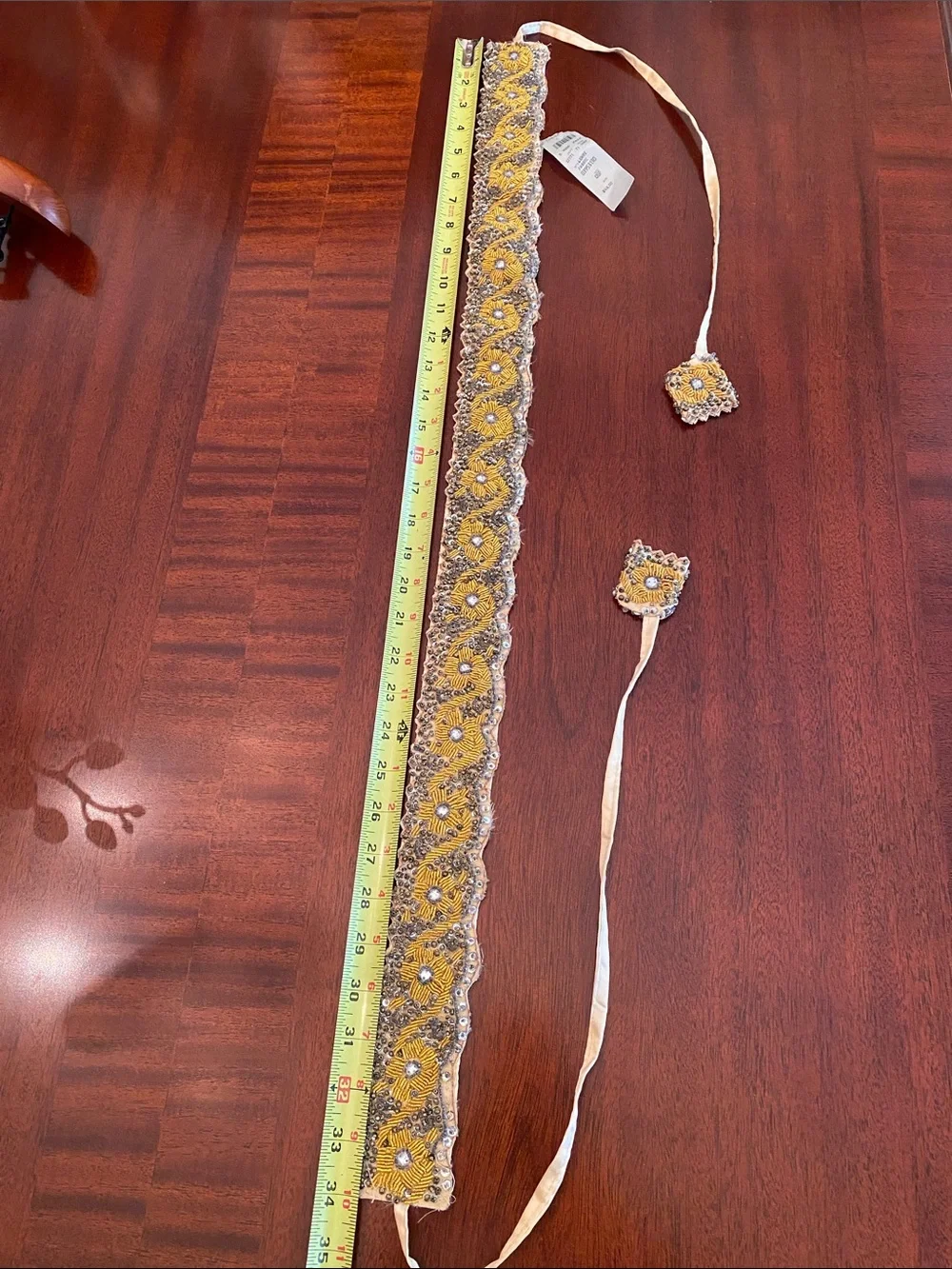 NEW✨Handcrafted Gold & Silver Beaded Waist Belt with Crystal Accents